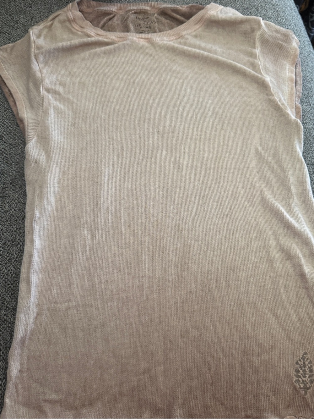 FP Movement by Free People Dusty Pink Sheer Knit Cap Sleeve Top